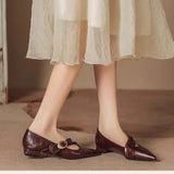 KYLETHOMASW  -  Autumn New Fashion French retro Elegant pointed toe Shallow mouth versatile one-character flat shoes low-heeled shoes