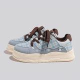 KYLETHOMASW  -  Women's Thick Bottom Sneakers Casual Spring New Style Large Head Fashionable Bread Versatile Flat Shoes Round Toe Ultra Leather