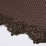 KYLETHOMASW  -  Lace lace patchwork groove strip deep V-neck small suspender new women's revealing navel sexy slim fit vest