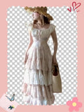 KYLETHOMASW  -  Original Gentle Floral Square Neck High Waist Long Dress Summer New Sweet Cute Girls Vacation Seaside Travel Slim Dresses