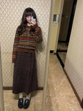 KYLETHOMASW  -  Vintage Knitted Cardigan Women 2025 Autumn Winter New O Neck Single Breasted Outwear Cropped Sweater Fashion Ladies