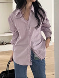 KYLETHOMASW  -  Elegant Korean Chic Spring New Niche Design Lace Stitching Loose Casual Long Sleeved Shirt Top Women