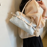 KYLETHOMASW  -  Korean Style Polka Dot Small PU Leather Top Handle Bag Ladies Contrast Color Shoulder Crossbody Bags New Trend Handbag