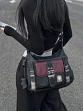 KIylethomasw Vintage Y2k Grunge Crossbody Bags Women High Street Leather Messenger Bag Female Retro Moto Biker Shoulder Bag Aesthetic