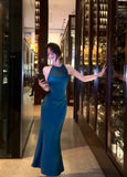 KYLETHOMASW  -  Luxury Solid Womens Long Dresses Sexy Elegant Ruffles Blue Chic Evening Dress Slim Fit Whit Canisole Green Mermaid Vestidos