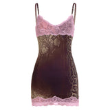KYLETHOMASW  -  Lace Contrasting Patchwork Camisole Dress, Pure and Sexy V-neck Exposed Backpack Hip Skirt
