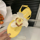 KYLETHOMASW  -  New Female Flats Sandals Shoes For Women Flip Flops Round Toe Fashion Flower Footwear Ankle Buckle Ladies Flats Sandals Shoes