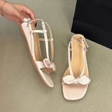 KYLETHOMASW  -  Elegant Women Low Heel Sandals Wedges Shoes Female Buckle Footwear Fashion Butterfly-Knot Ladies Heeled Sandals Shoes Pumps