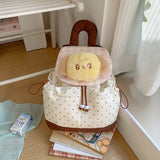 KYLETHOMASW  -  Kawaii Plush Puppy Polka Dot Drawstring Backpack Plaid Flap Mini Bag Light Handheld Shoulder Backpack Student Daily Cute Gift