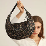 Kylethomasw Down Underarm Women's Leopard Print Candy Color Crescent Air Cushion Autumn And Winter New Single Shoulder Fast Bag