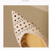KYLETHOMASW  -  Spring New Arrival Sweet Elegant Shoes Women Low Heel Pointed Toe Soft Leather Women's Shoes Sandals Hollow Out  Single Shoes 2