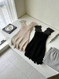 KYLETHOMASW  -  Vintage Lace Patchwork Summer Dress Women Spring Hollow Out Wool Knitted Mini Dresses Chic Trendy Sleeveless Party Vestidos A260