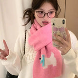 KYLETHOMASW  -  Sweet Hot Girl Japanese Style Cute Dog Knitted Scarf Women's Autumn/Winter Warm Scarf Fashion Female Trendy Accessories