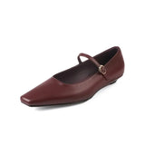 KYLETHOMASW  -  Summer Women's Genuine Leather Mary Jane Shoes Sandals Fashion Buckle with Square Toe Soft Bottom ladies Shoes
