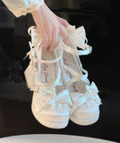 KYLETHOMASW  -  Original Lo Shoes Spring and Autumn New Fashion Round Toe Bow Sweet Cute Japanese Style Thick Sole High Heel Women's Pumps