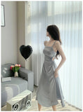 KYLETHOMASW  -  New Solid Color Sling Dress Women's Summer Korean Elegant Lady Pleated Dress Fashion Beach Sexy Backless A-line Dresses