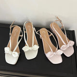 KYLETHOMASW  -  Elegant Women Low Heel Sandals Wedges Shoes Female Buckle Footwear Fashion Butterfly-Knot Ladies Heeled Sandals Shoes Pumps