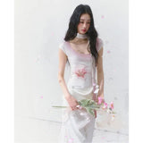 KYLETHOMASW  -  French Style Sleeveless Slimming Printed Vintage Dress for Women Summer Square Neck Elegant Luxury A-line Long Dress