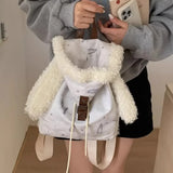 KYLETHOMASW  -  Plush Hooded Ears Mochila High Capaci Bag Cute Mochilas Mujer Fashionable Bolsas 2026 New Popular Bags for Woman Backpack