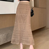 KYLETHOMASW  -  Bohemian Knitted Mermaid Skirts Women Spring Summer Solid Korean Fashion Faldas Mujer Retro Sweet Long Skirt
