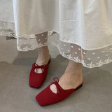 KYLETHOMASW  -  Summer 2025 New Women Flat Slipper Fashion Square Toe Slip On Mules Shoes Soft Flat Heel Outdoor Dress Sandal Slides New Woman