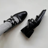 KYLETHOMASW  -  Roman Style Pointed Toe Ladies Shoes 2025 Fashion Mid Heels Rivet Women Single Shoes Elegant Versatile Casual Women Shoes