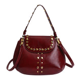 KYLETHOMASW  -  Women's Silver Leather Rivet Decor Shoulder Bag Fashion Personalized Aesthetic Daily Street Crossbody Bags Small Handbags
