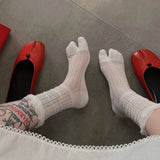 KYLETHOMASW  -  Comfortable Soft Breathable Cotton Summer Thin Split Toe Woman Mesh Socks Ice Cream Candy Color Two-Toed Japanese Tabi Sox