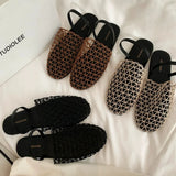 KYLETHOMASW  -  Slippers for Women Summer New Mesh Hollow Out One-piece Strap with Toe Cap Flat Sandals for Women's Mesh Slippers Women