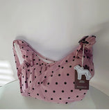 KYLETHOMASW  -  Streetwear Polka Dot Office Lady Shoulder Bag Women Canvas Drawstring Pleated Hobo Bags Y2k Aesthetic Handbags Crossbody Korean