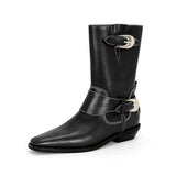 KYLETHOMASW  -  Winter Women Biker Boots Fashion Belt Buckle Ladies Elegant Platform Short Booties Casual Women's Knight Booties botas mujer