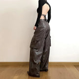 Kylethomasw  Brown Classic Retro All-match Casual High Street Fashionable Cool Confident Youth Hip-hop Women Autumn Straight Leg Pants