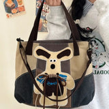 KYLETHOMASW  -  Retro Cute Puppy Tote Bag Women Patchwork Canvas Large Capacity Shoulder Bags Ladies Japanese Y2K Harajuku Cartoon Crossbody Bag