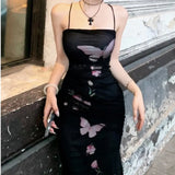 KYLETHOMASW  -  Vintage Printed Women Bodycon Dress Summer Slim Waist Spaghetti Strap Package Backless Hip Dress Female
