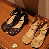 KYLETHOMASW  -  New Women Sandals Retro French Style High Heeled Sandals for Woman Exquisite Air Mesh Casual Shoe Designer Shoes Sandalias Mujer
