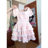 KYLETHOMASW  -  Japanese Sweet Kawaii Lolita Elegant Dress Women Bow Design Vintage Birthday Dress Female Fairy Chic Korean Popular Clothes