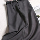 KYLETHOMASW  -  Spring Simple Long Skirts A-line Solid Korean Fashion High Waist Faldas Mujer Office Lady Elegant Retro Women Skirt