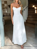 KYLETHOMASW  -  Women's Clothing Spring New Style Elegant Tie-Waist A-Line Solid Color Mid-Length Dress