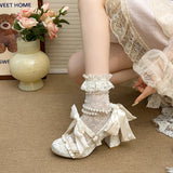 KYLETHOMASW  -  Lolita Elegant Heavywork Gorgeous Bridal High Heel Shoes New Ribbon Hymn Lolita Shoes lo Shoes