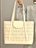 KYLETHOMASW  -  Fashionable Floral White Tota Bag Handbag Women Korean Style Casual Shoulder Bags Ladies Sweet Cute Underarm Bag Y2k