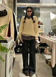 KYLETHOMASW  -  Vintage Sweater Women Harajuku V Neck Knitted Pullovers Winter Korean Long Sleeve Knitwears Streetwear Casual Jumpers New