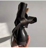 KYLETHOMASW  -  Autumn Winter Soft Leather Lace-up Women Ankle Boots Comfortable Flats Short Booties Fashion Bowknot Chelsea Boots Shoes Botas