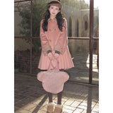 KYLETHOMASW  -  French Retro Plaid Splicing Short Two Tone Woolen Coat Autumn Winter Classic Double Breasted Commuter Thick Coat Female Clothing