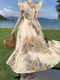 KYLETHOMASW  -  New Women Fashion Elegant Casual Floral Summer Dress Vintage Chic A-Line Party Birthday Clothes Female One Pieces Vestidos Robe