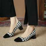 KYLETHOMASW  -  Retro Women's Shoes Exquisite Square Head Shallow High Heels for Woman Elegant French Casual Shoes Designer Shoes Zapatos Mujer