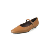 KYLETHOMASW  -  Summer Women's Genuine Leather Mary Jane Shoes Sandals Fashion Buckle with Square Toe Soft Bottom ladies Shoes
