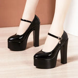 KYLETHOMASW  -  15cm Small Size 32-43 Sexy Extreme Block High Heels Shoes for Dress Model Party Wedding Shallow Thick Bottom Platform Pumps