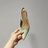 KYLETHOMASW  -  Fashion Low Heel Footwear Shallow Women Heeled Sandals Shoes Casual Female Pointed Toe Ladies Sandals Slip On Shoes Pumps