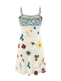 KYLETHOMASW  -  French Fashion Slim Flower Print Slash Neck Sleeveless Vacation Short Dresses
