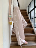 Pink Sweet Y2k Parachute Pants Women Korean Style Coquette Baggy Joggers Bow Harajuku Kawaii Cute Wide Trousers Casual